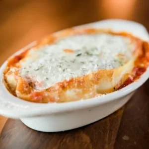 Baked lasagna at Jonny's Pizza in Aubrey and Frisco, TX
